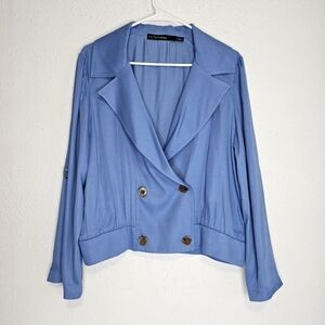 Iris Setlakwe Double Breasted Short Jacket Riviera Blue Women's Size 6
